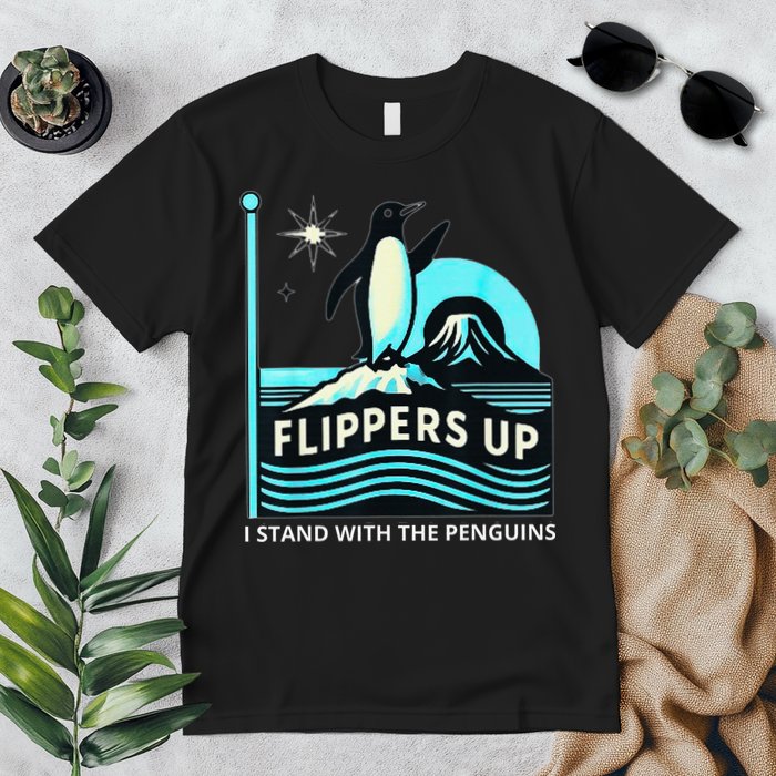 Funny-Penguin-Flippers-Up-I-Stand-With-The-Penguins Premium T-Shirt