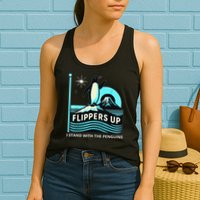 Funny-Penguin-Flippers-Up-I-Stand-With-The-Penguins Womens Tank Top