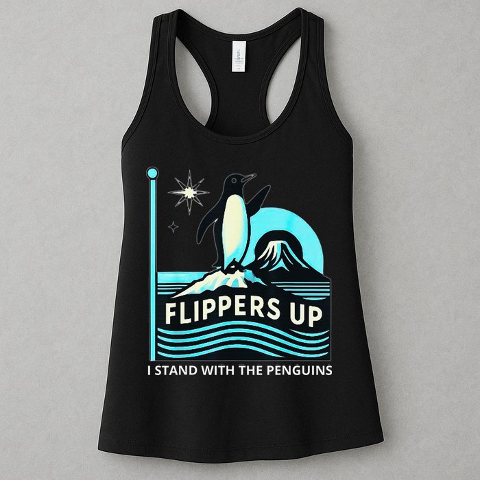 Funny-Penguin-Flippers-Up-I-Stand-With-The-Penguins Womens Tank Top