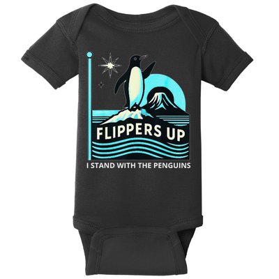 Funny-Penguin-Flippers-Up-I-Stand-With-The-Penguins Baby Bodysuit