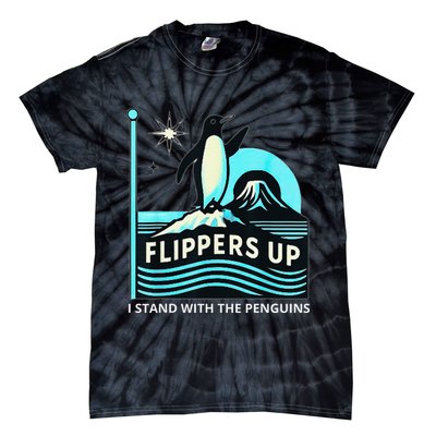 Funny-Penguin-Flippers-Up-I-Stand-With-The-Penguins Tie-Dye T-Shirt