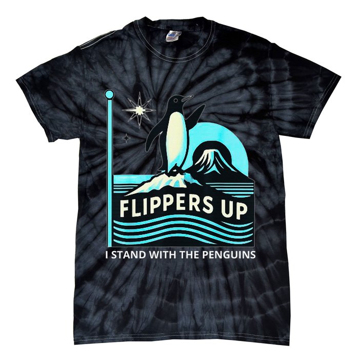Funny-Penguin-Flippers-Up-I-Stand-With-The-Penguins Tie-Dye T-Shirt