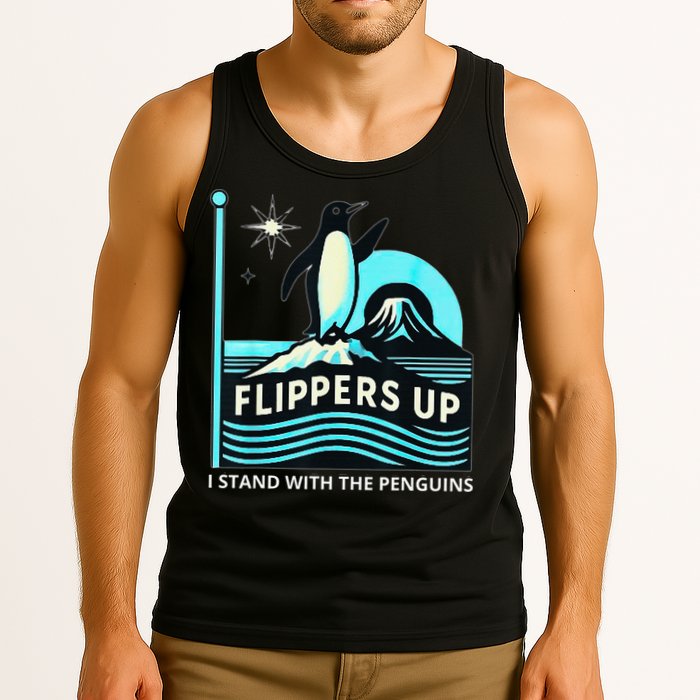 Funny-Penguin-Flippers-Up-I-Stand-With-The-Penguins Tank Top