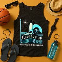 Funny-Penguin-Flippers-Up-I-Stand-With-The-Penguins Tank Top