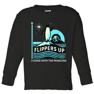 Funny-Penguin-Flippers-Up-I-Stand-With-The-Penguins Toddler Long Sleeve Shirt