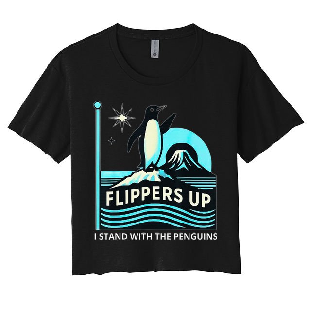 Funny-Penguin-Flippers-Up-I-Stand-With-The-Penguins Crop Top