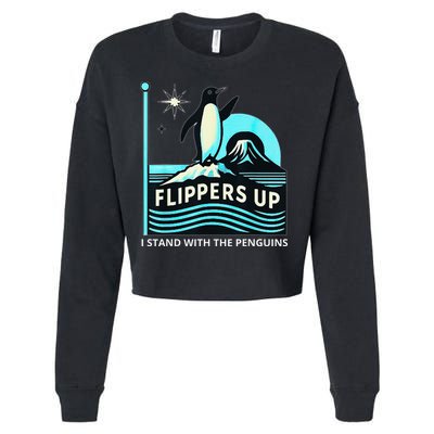 Funny-Penguin-Flippers-Up-I-Stand-With-The-Penguins Cropped Pullover Crew
