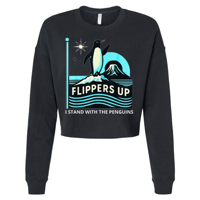 Funny-Penguin-Flippers-Up-I-Stand-With-The-Penguins Cropped Pullover Crew