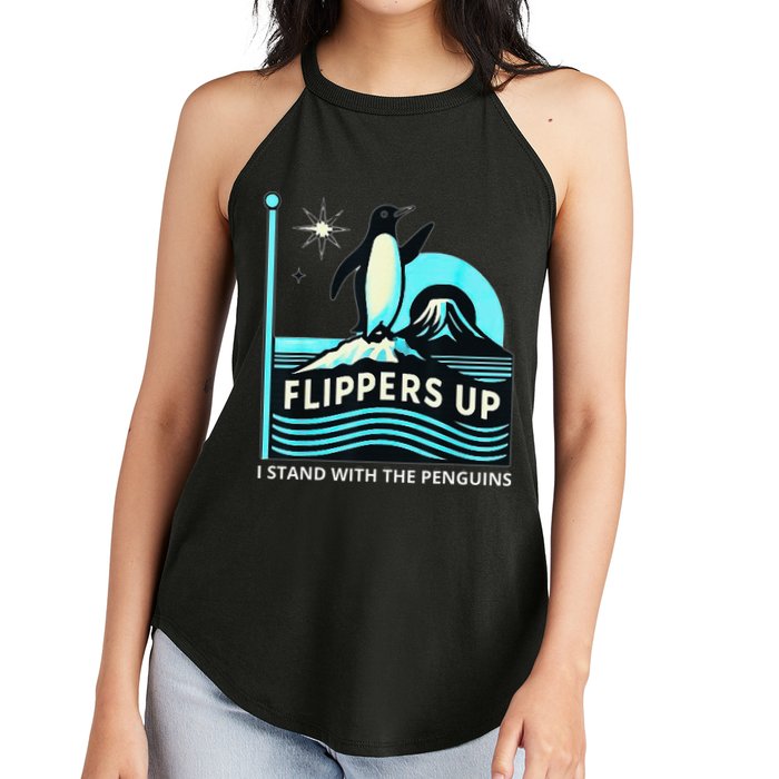 Funny-Penguin-Flippers-Up-I-Stand-With-The-Penguins Women's Perfect Tri Rocker Tank