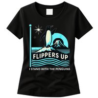 Funny-Penguin-Flippers-Up-I-Stand-With-The-Penguins Womens T-Shirt