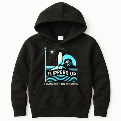 Funny-Penguin-Flippers-Up-I-Stand-With-The-Penguins Kids Hoodie