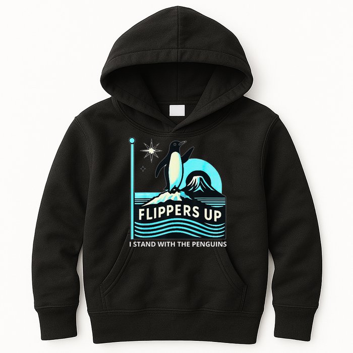 Funny-Penguin-Flippers-Up-I-Stand-With-The-Penguins Kids Hoodie