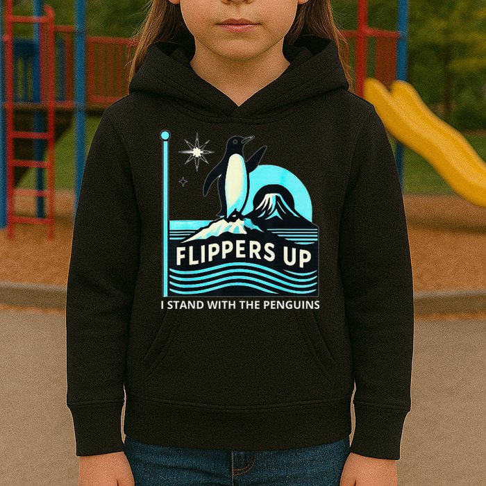 Funny-Penguin-Flippers-Up-I-Stand-With-The-Penguins Kids Hoodie