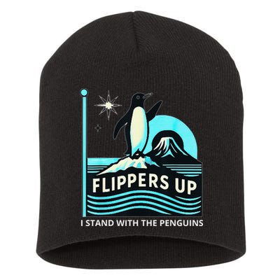 Funny-Penguin-Flippers-Up-I-Stand-With-The-Penguins Short Acrylic Beanie
