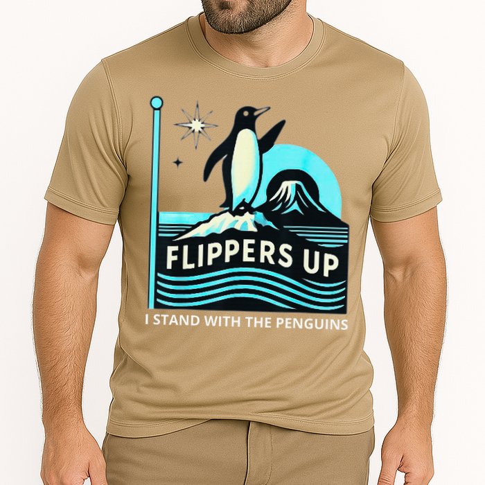 Funny-Penguin-Flippers-Up-I-Stand-With-The-Penguins Performance Shirt