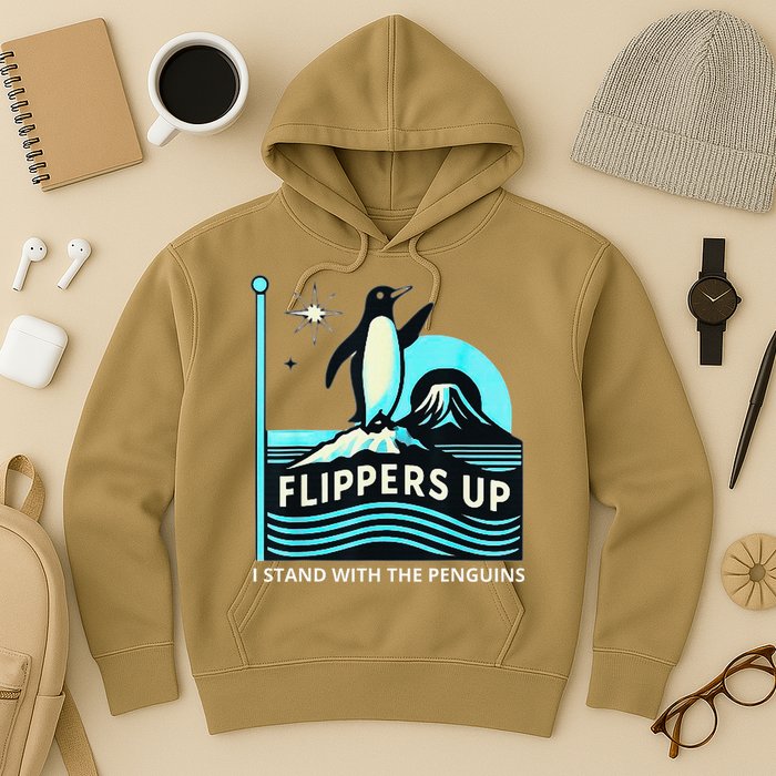 Funny-Penguin-Flippers-Up-I-Stand-With-The-Penguins Hoodie