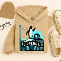 Funny-Penguin-Flippers-Up-I-Stand-With-The-Penguins Hoodie
