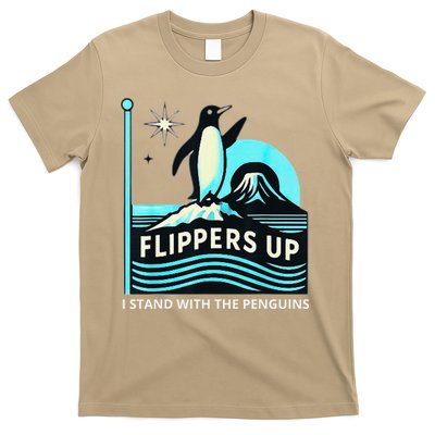 Funny-Penguin-Flippers-Up-I-Stand-With-The-Penguins T-Shirt