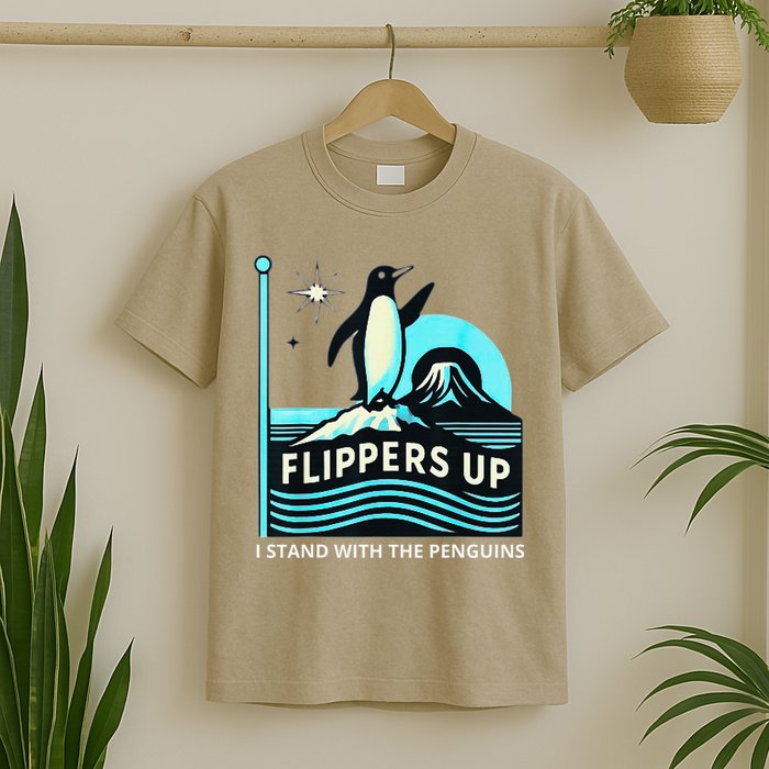 Funny-Penguin-Flippers-Up-I-Stand-With-The-Penguins T-Shirt
