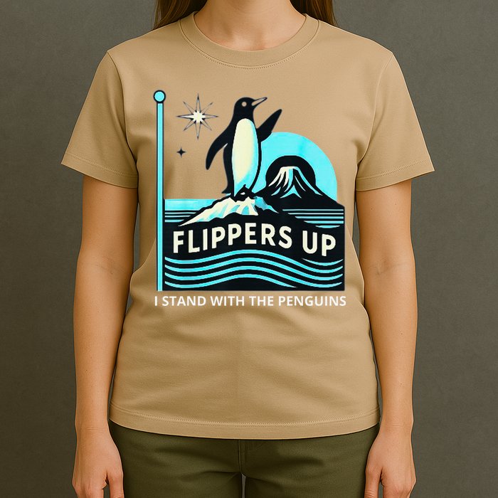 Funny-Penguin-Flippers-Up-I-Stand-With-The-Penguins T-Shirt