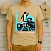 Funny-Penguin-Flippers-Up-I-Stand-With-The-Penguins T-Shirt