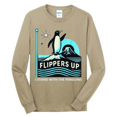 Funny-Penguin-Flippers-Up-I-Stand-With-The-Penguins Tall Long Sleeve T-Shirt