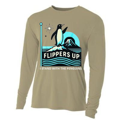 Funny-Penguin-Flippers-Up-I-Stand-With-The-Penguins Cooling Performance Long Sleeve Crew
