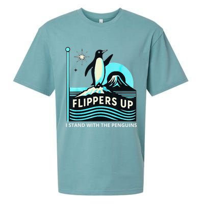 Funny-Penguin-Flippers-Up-I-Stand-With-The-Penguins Sueded Cloud Jersey T-Shirt