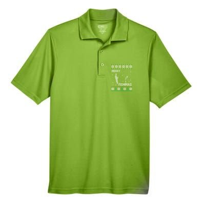 Funny Fishing Ugly Christmas Men's Origin Performance Pique Polo