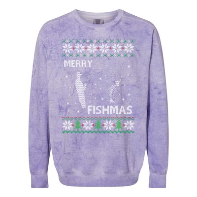 Funny Fishing Ugly Christmas Colorblast Crewneck Sweatshirt