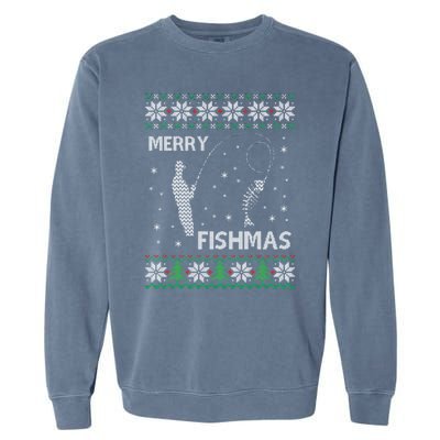 Funny Fishing Ugly Christmas Garment-Dyed Sweatshirt