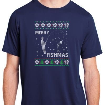 Funny Fishing Ugly Christmas Adult ChromaSoft Performance T-Shirt