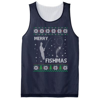 Funny Fishing Ugly Christmas Mesh Reversible Basketball Jersey Tank