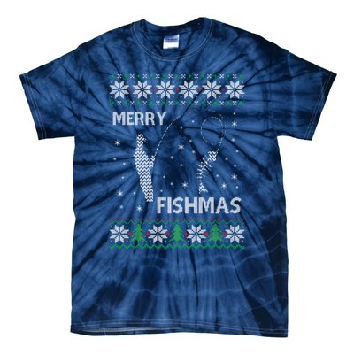 Funny Fishing Ugly Christmas Tie-Dye T-Shirt