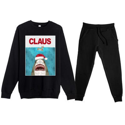 Funnychristmassantaclaussharkreindeerhumor Premium Crewneck Sweatsuit Set