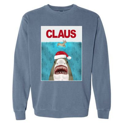 Funnychristmassantaclaussharkreindeerhumor Garment-Dyed Sweatshirt