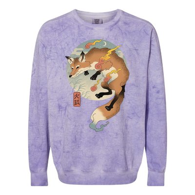 Fire Fox Ukiyo E Japanese Colorblast Crewneck Sweatshirt