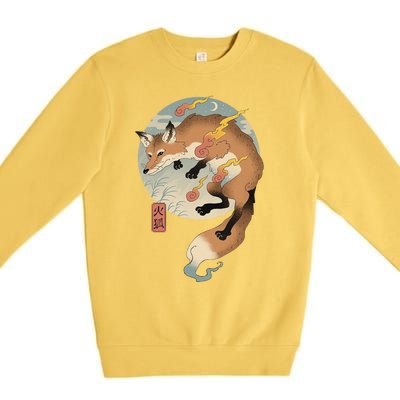 Fire Fox Ukiyo E Japanese Premium Crewneck Sweatshirt