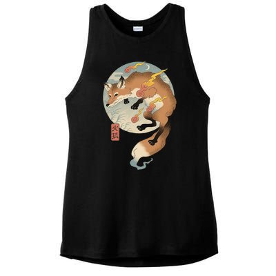 Fire Fox Ukiyo E Japanese Ladies PosiCharge Tri-Blend Wicking Tank