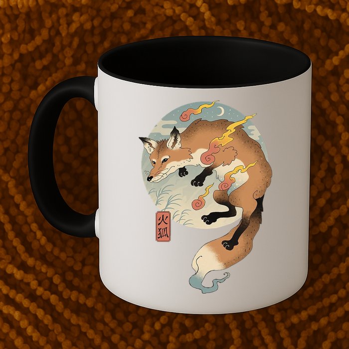 Fire Fox Ukiyo E Japanese Mug