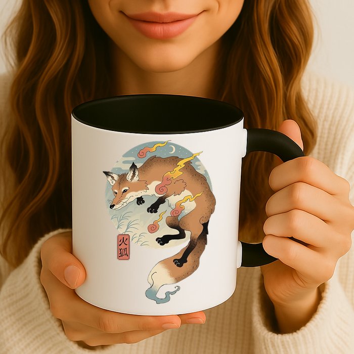 Fire Fox Ukiyo E Japanese Mug