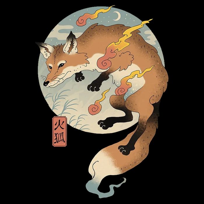 Fire Fox Ukiyo E Japanese Mug
