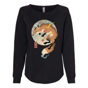 Fire Fox Ukiyo E Japanese Womens California Wash Sweatshirt