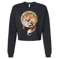 Fire Fox Ukiyo E Japanese Cropped Pullover Crew