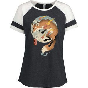 Fire Fox Ukiyo E Japanese Enza Ladies Jersey Colorblock Tee