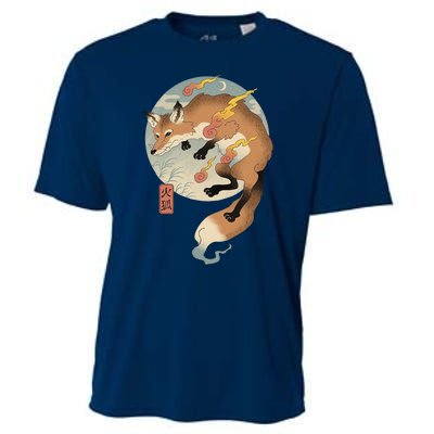 Fire Fox Ukiyo E Japanese Cooling Performance Crew T-Shirt