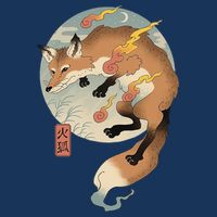 Fire Fox Ukiyo E Japanese Cooling Performance Crew T-Shirt