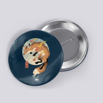 Fire Fox Ukiyo E Japanese Button