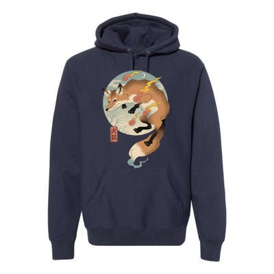 Fire Fox Ukiyo E Japanese Premium Hoodie