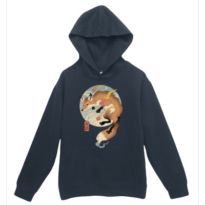 Fire Fox Ukiyo E Japanese Urban Pullover Hoodie